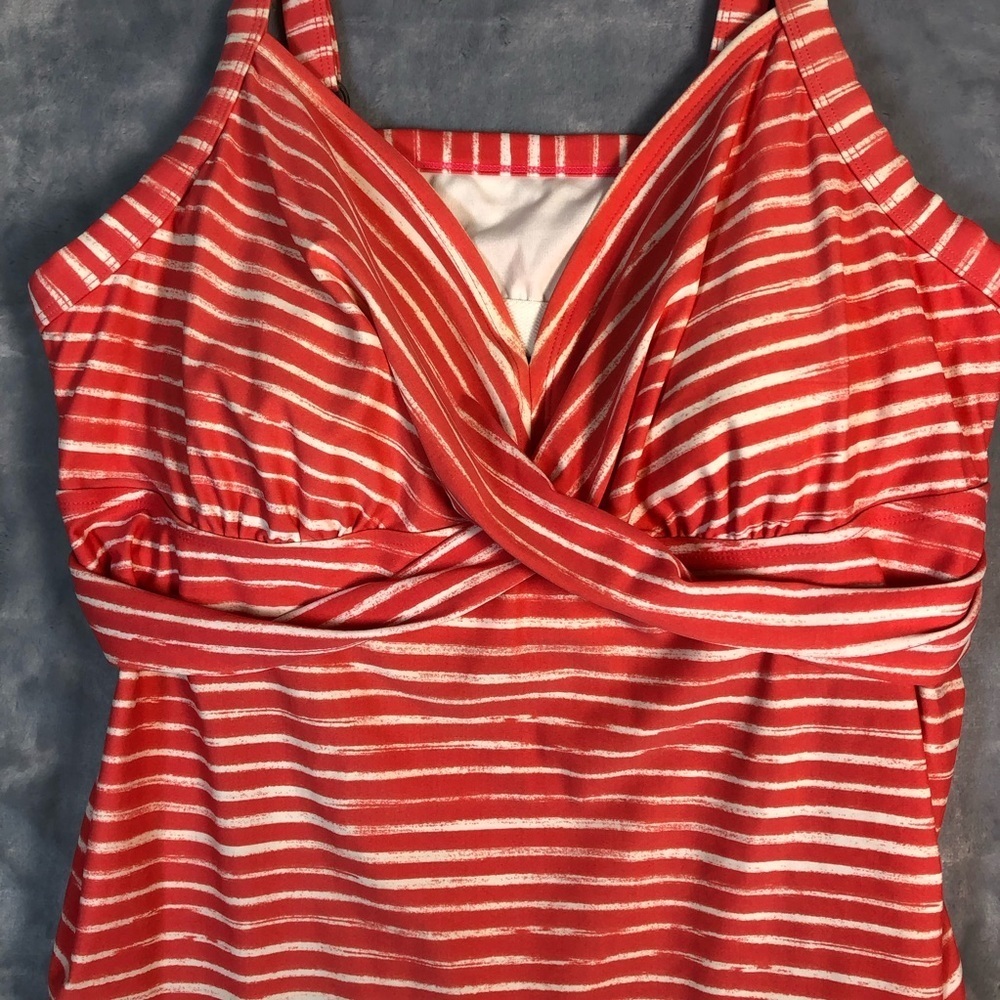 Ava-Viv Women's Tankini Swimsuit Top Orange/White Size 20W - Picture 3 of 5